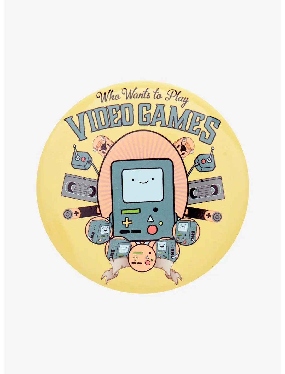 Adventure Time BMO Who Wants to Play Video Games Button Pin