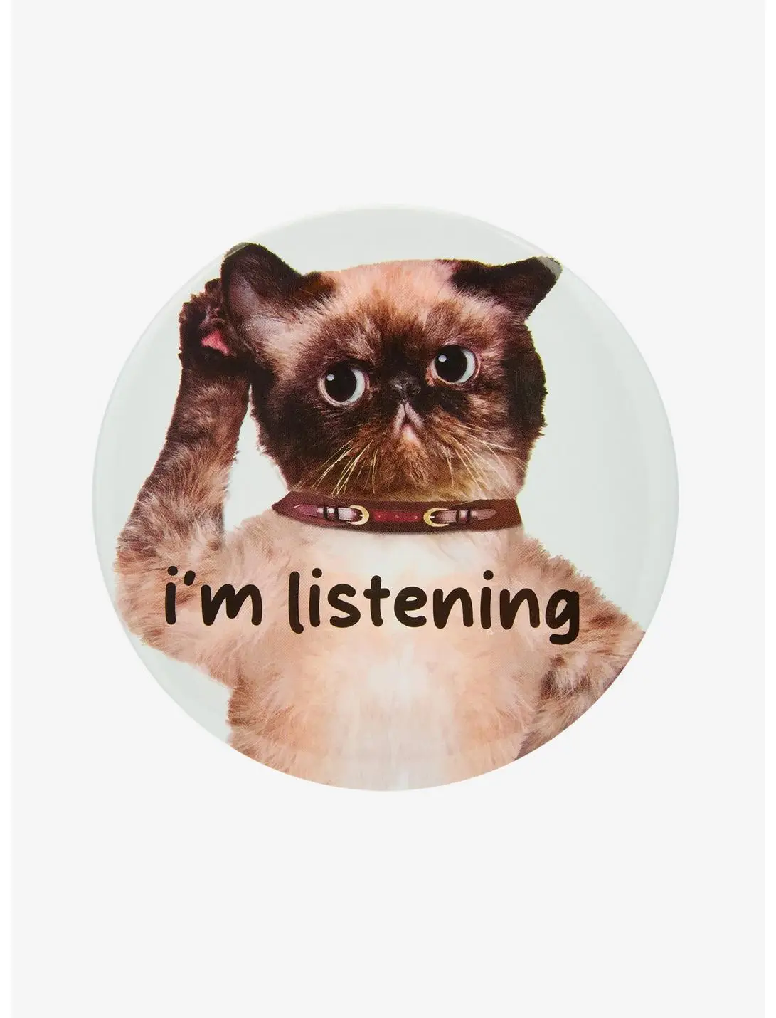 Cat I'm Listening Button Pin