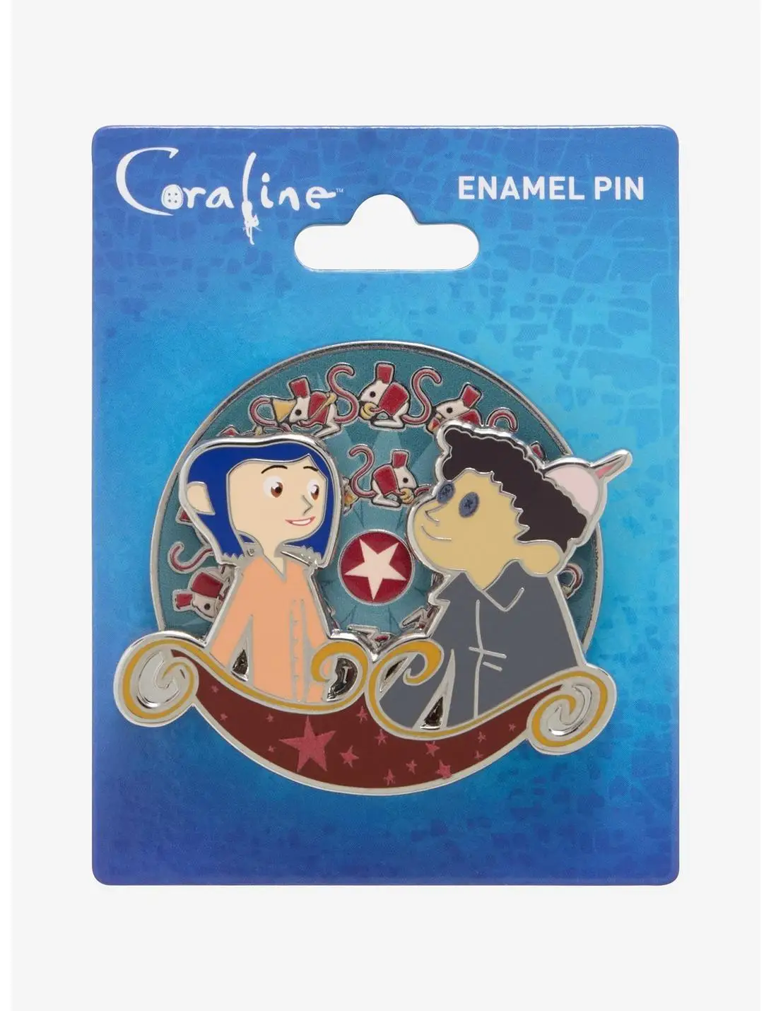 Coraline Wybie & Coraline Circus Spinning Enamel Pin — BoxLunch Exclusive
