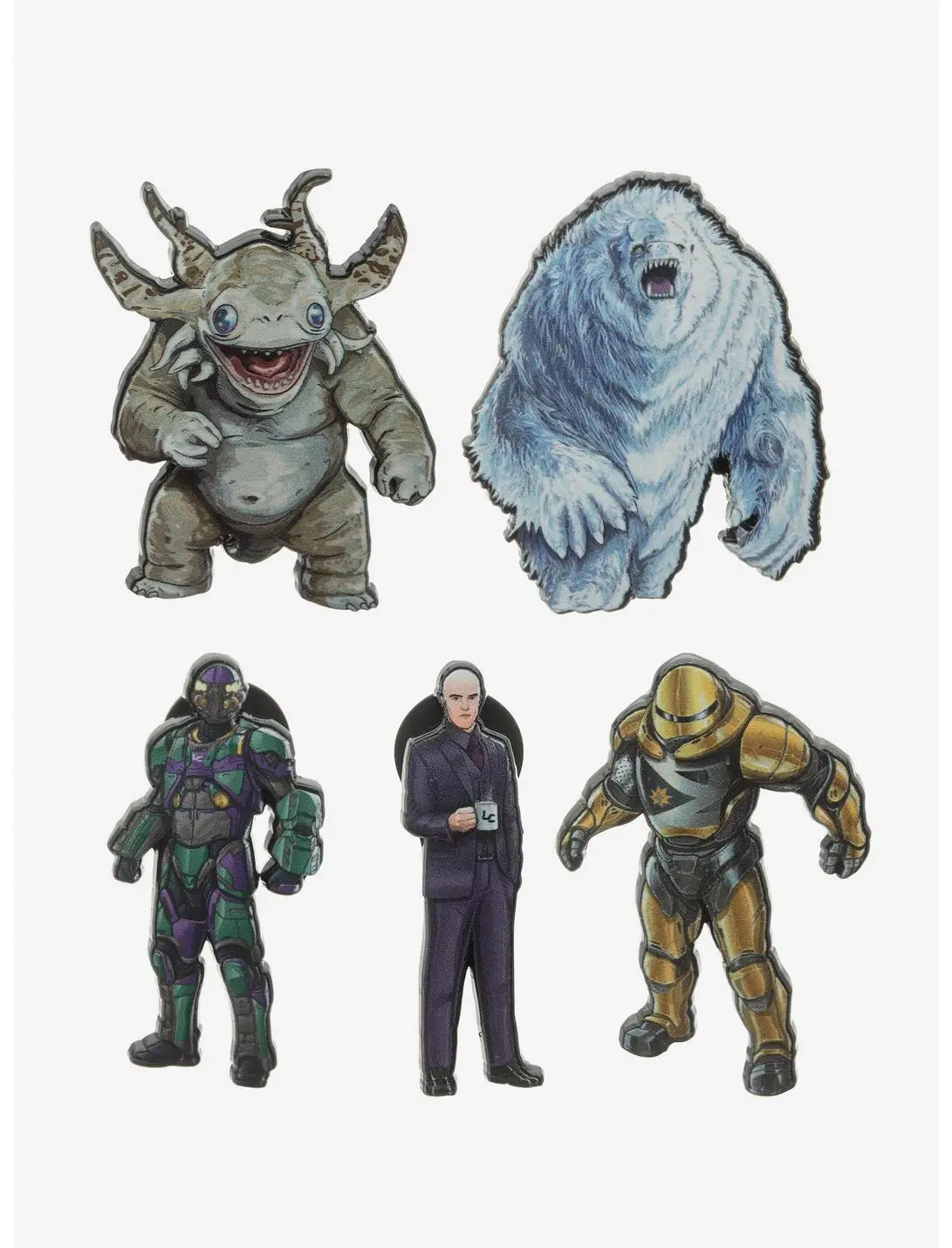 DC Comics Superman Movie Monster and Villain Pin Set