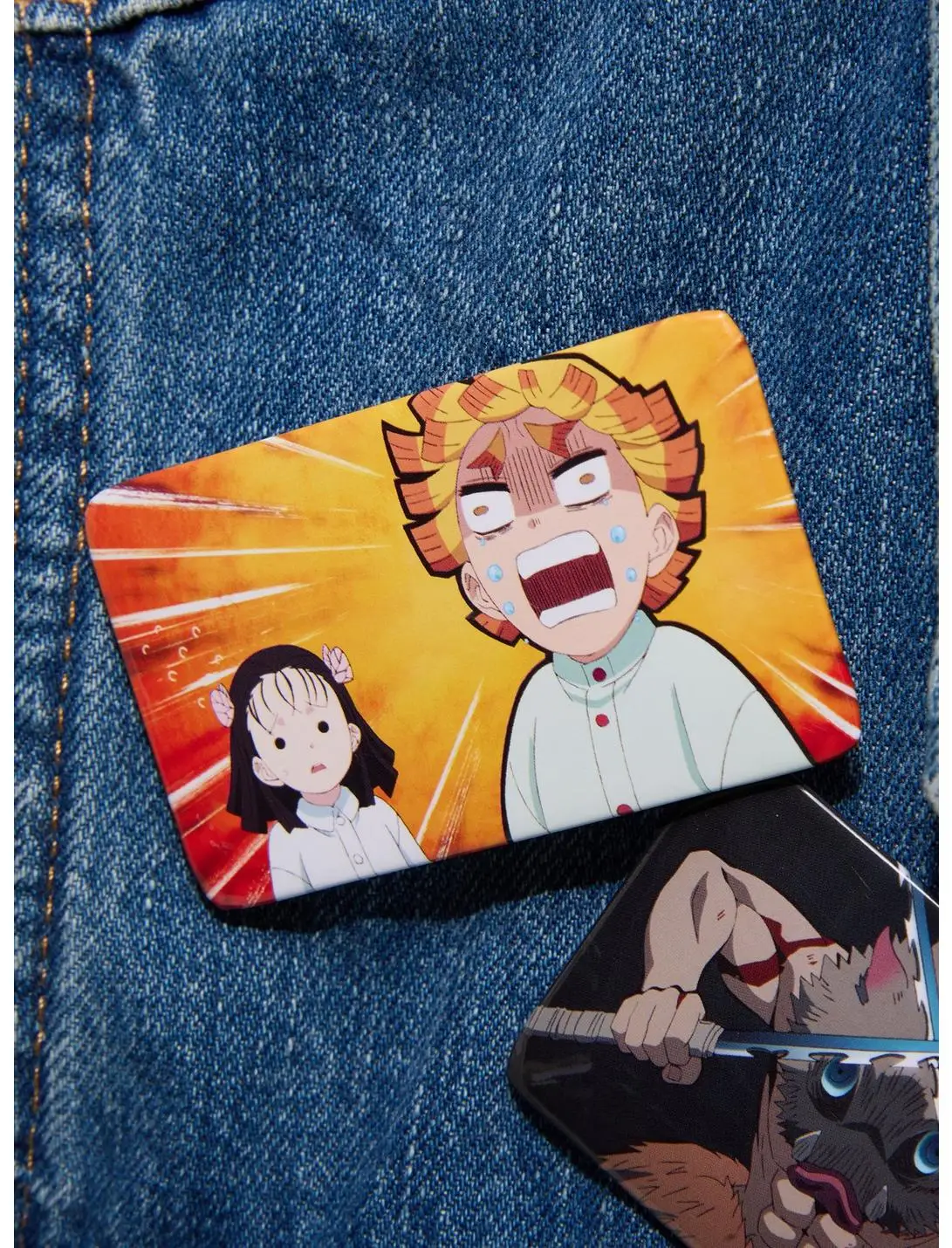 Demon Slayer: Kimetsu no Yaiba Zenitsu Scene Rectangle Button Pin