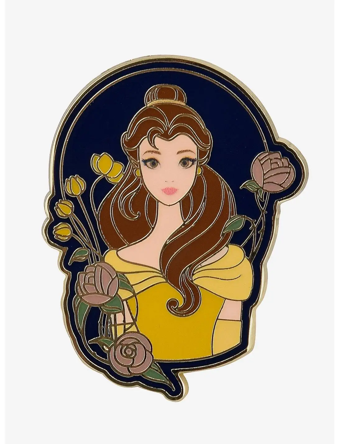 Disney Beauty and the Beast Belle Floral Portrait Enamel Pin - BoxLunch Exclusive