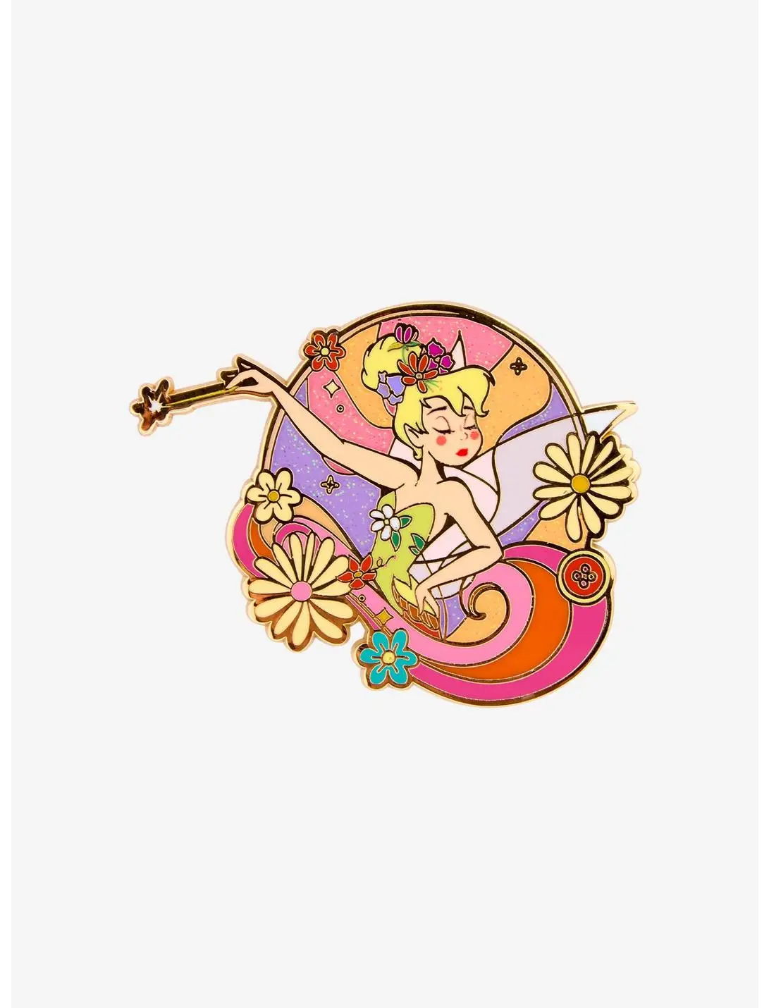 Disney Peter Pan Tinker Bell Floral Enamel Pin — BoxLunch Exclusive