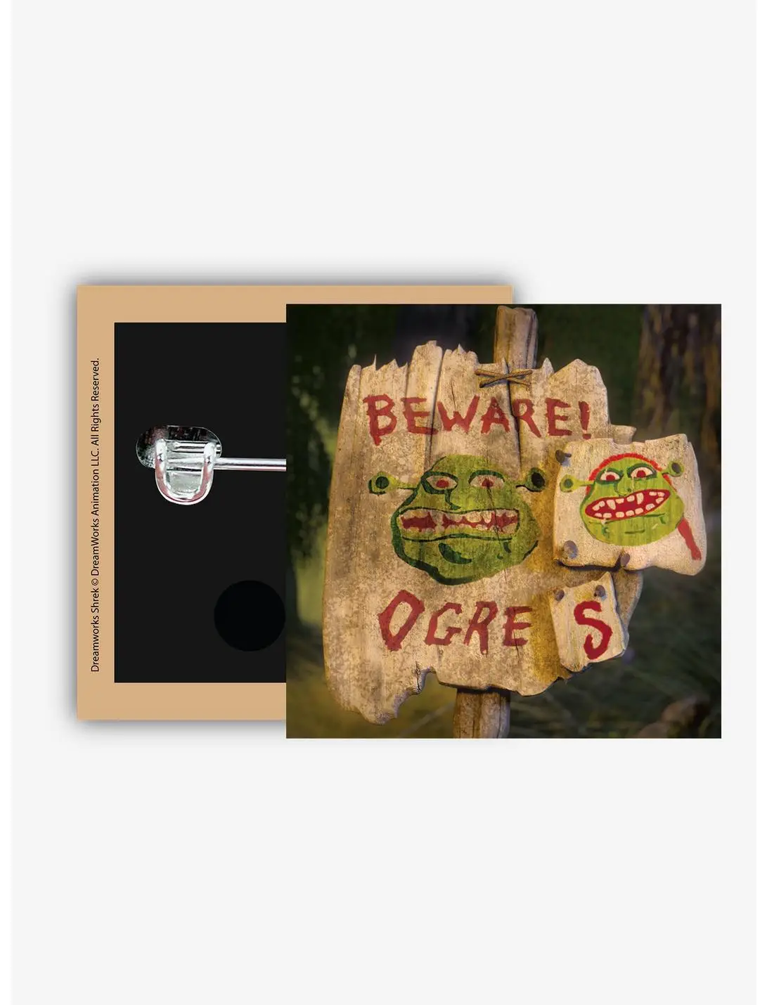 DreamWorks Shrek Beware Ogres Square Button Pin