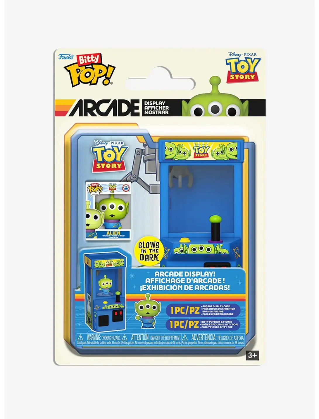 Funko Bitty Pop! Disney Pixar Toy Story Alien Glow-in-the-Dark Mini Figure Arcade Display