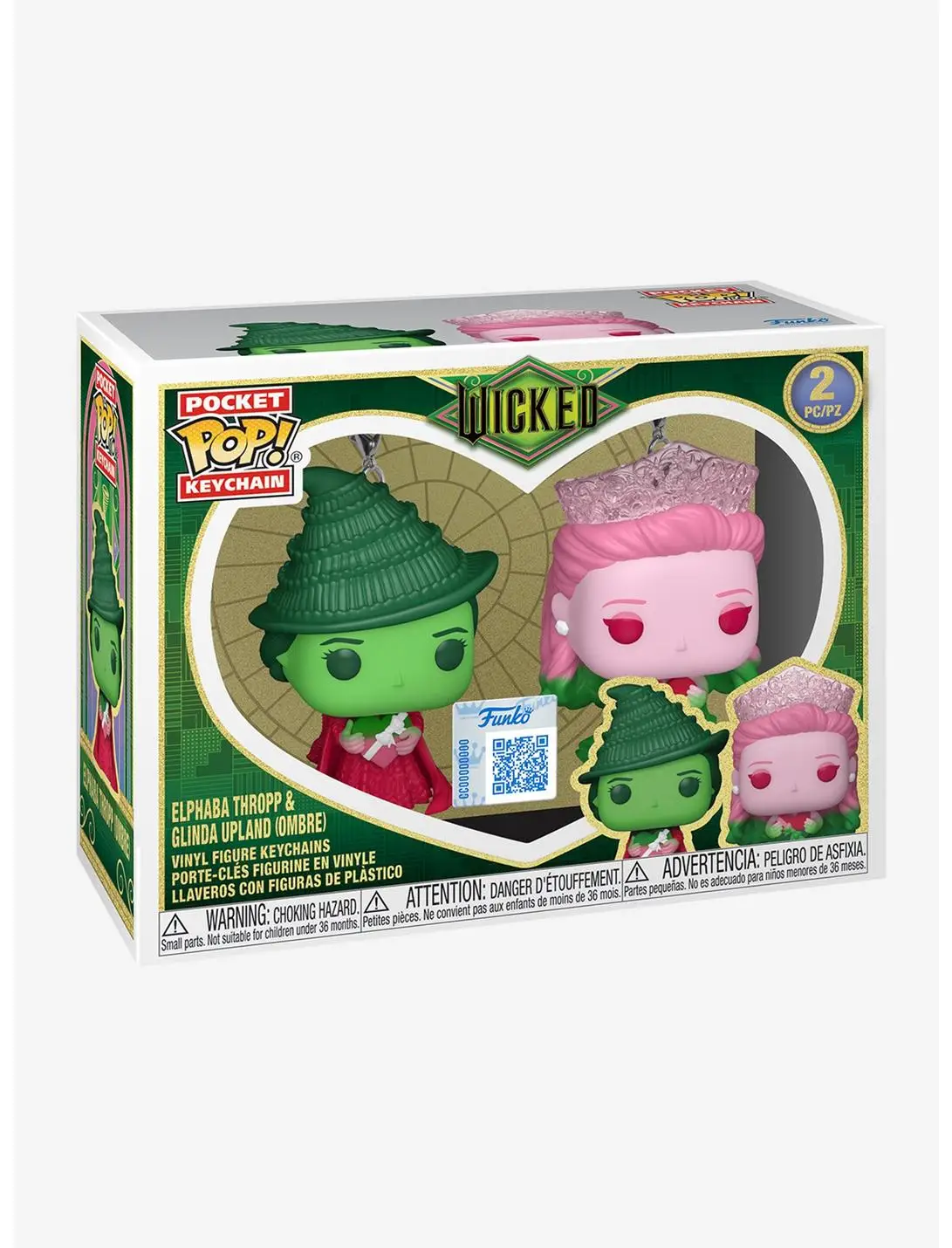 Funko Pocket Pop! Keychain Wicked Elphaba Thropp & Glinda Upland Ombré Vinyl Keychain Set