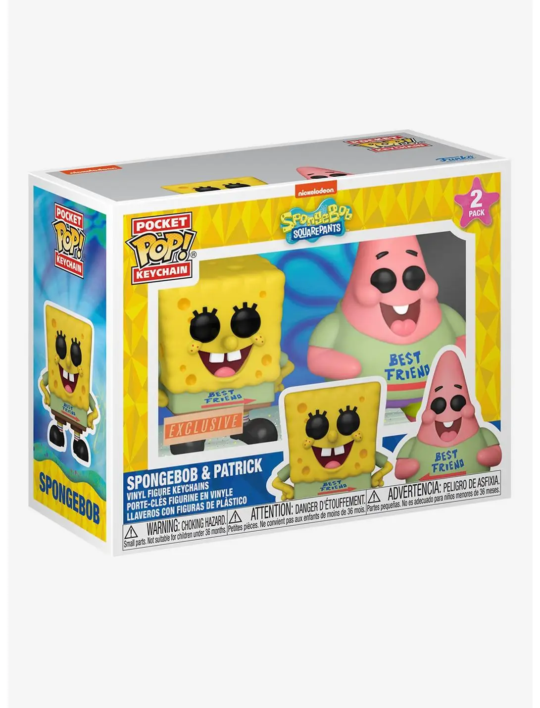 Funko Pocket Pop! SpongeBob SquarePants Patrick & SpongeBob Best Friends Vinyl Keychain Set - BoxLunch Exclusive