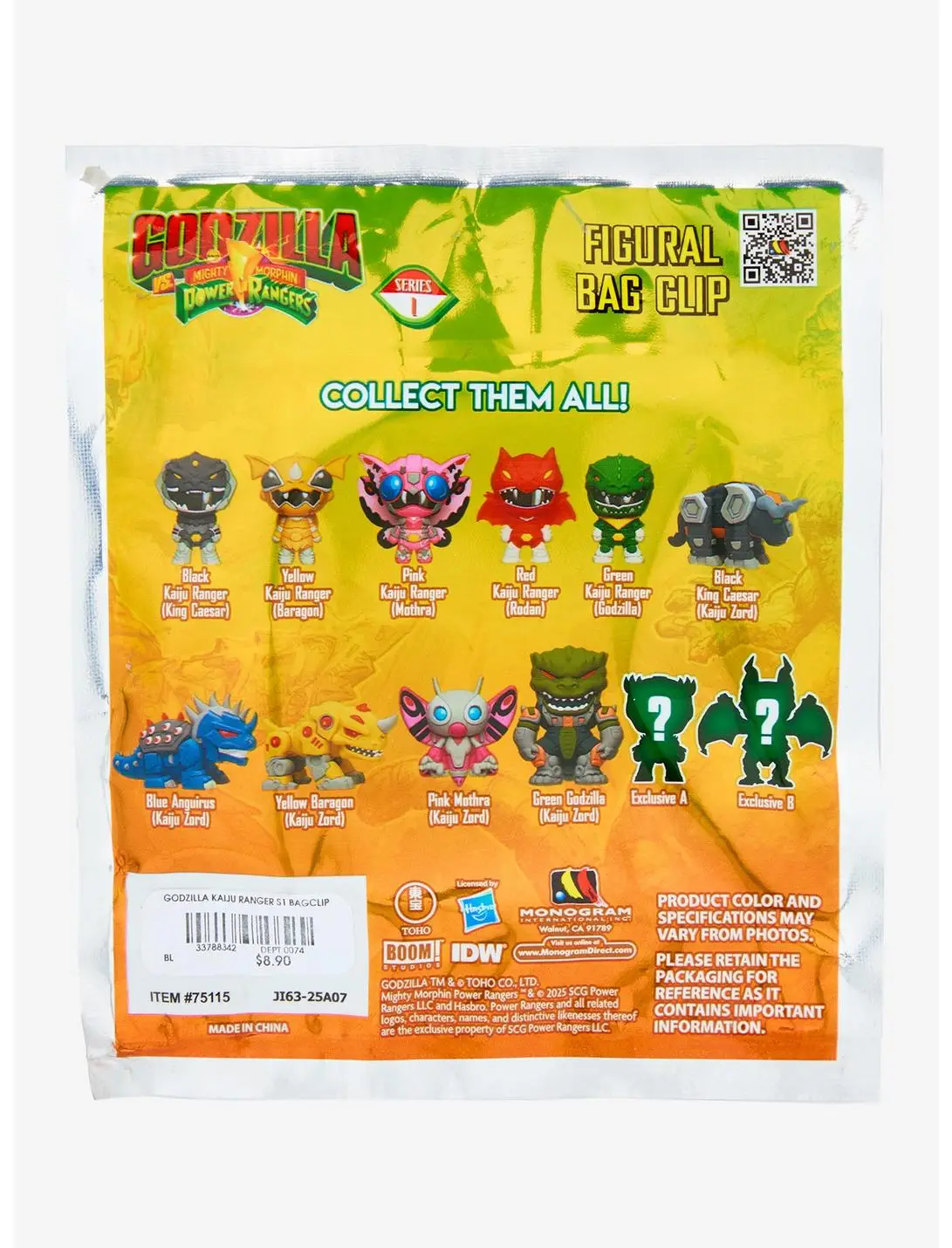 Godzilla x Mighty Morphin Power Rangers Kaiju Rangers Series 1 Blind Bag Figural Bag Clip