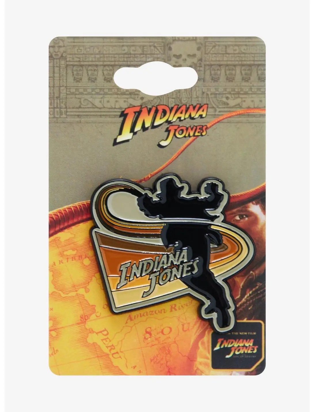 Indiana Jones Whip Silhouette Portrait Enamel Pin