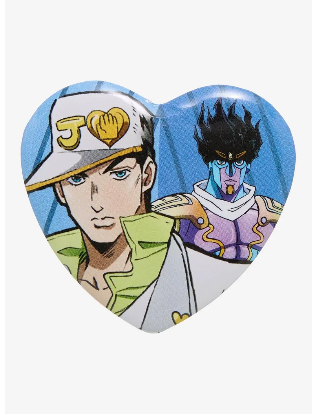 JoJo's Bizarre Adventure: Diamond is Unbreakable Jotaro & Star Platinum Heart Button Pin