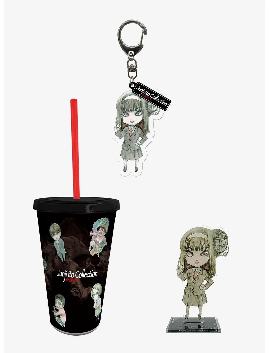 Junji Ito Tomie Tumbler with Straw, Acrylic Figure & Keychain Set