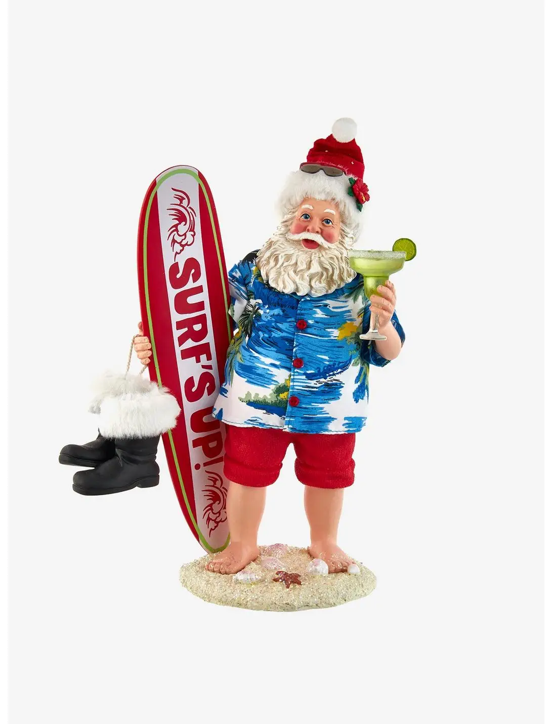 Kurt Adler Fabriche Santa with Surfboard and Drink Figure