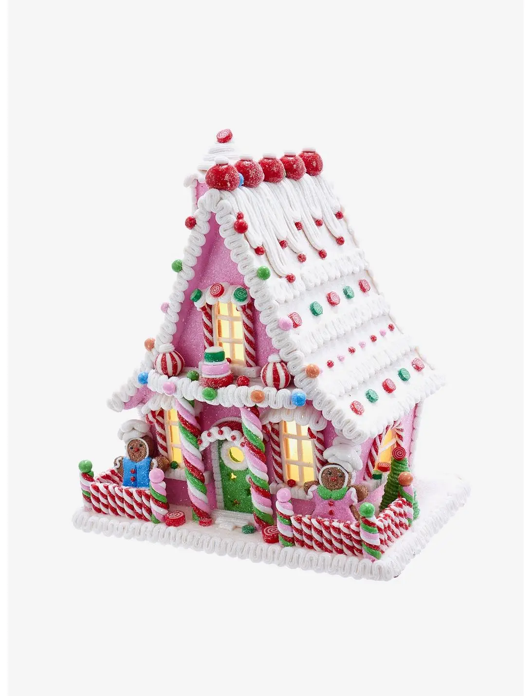 Kurt Adler Pink Candy LED Gingerbread House Figure