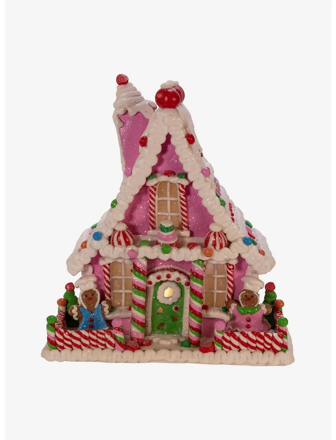 Kurt Adler Pink Candy LED Gingerbread House Figure