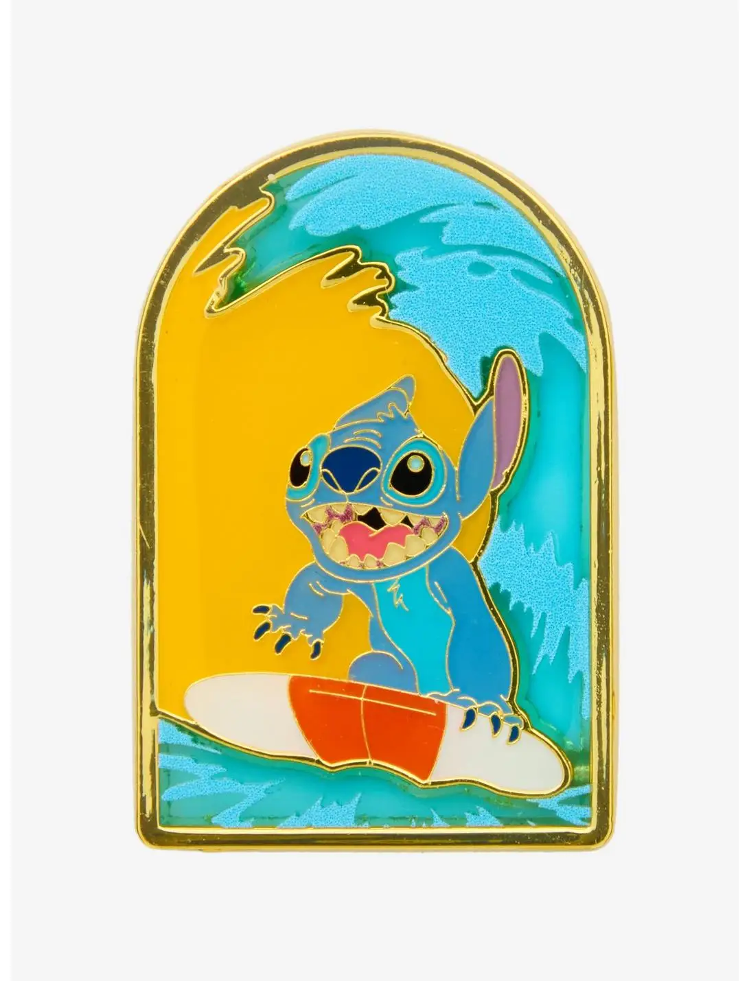 Loungefly Disney Lilo & Stitch Surfing Stitch Stained Glass Enamel Pin - BoxLunch Exclusive