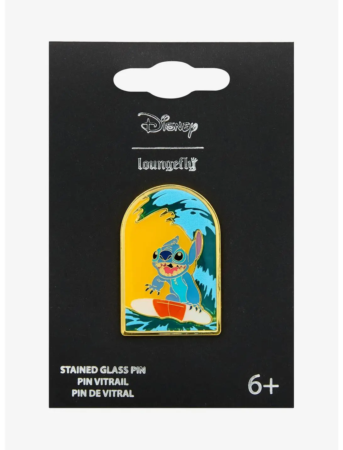 Loungefly Disney Lilo & Stitch Surfing Stitch Stained Glass Enamel Pin - BoxLunch Exclusive