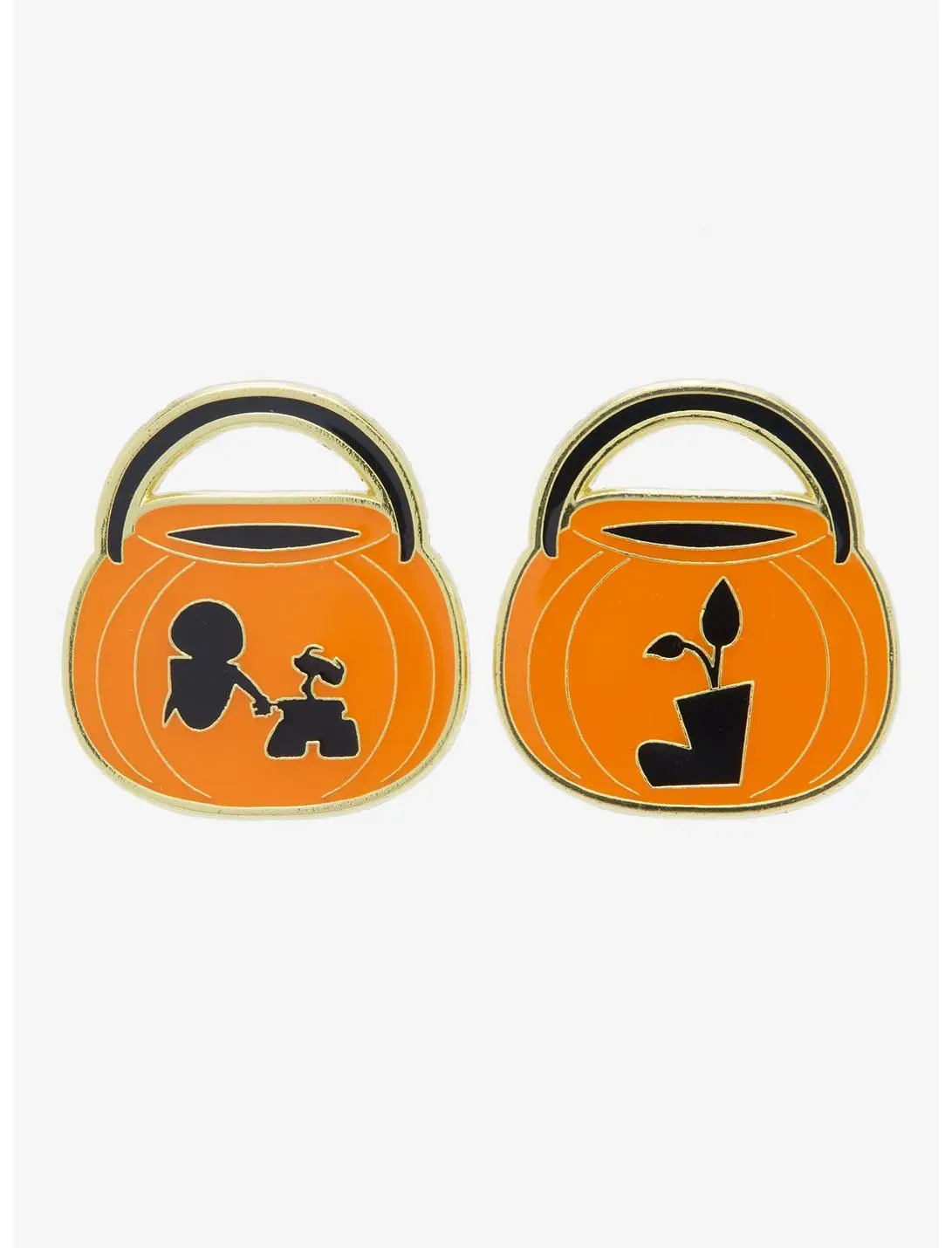 Loungefly Disney Pixar WALL-E Jack-o-Lantern Buckets EVE & WALL-E Enamel Pin Set - BoxLunch Exclusive