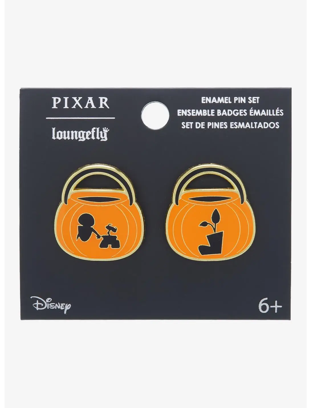 Loungefly Disney Pixar WALL-E Jack-o-Lantern Buckets EVE & WALL-E Enamel Pin Set - BoxLunch Exclusive