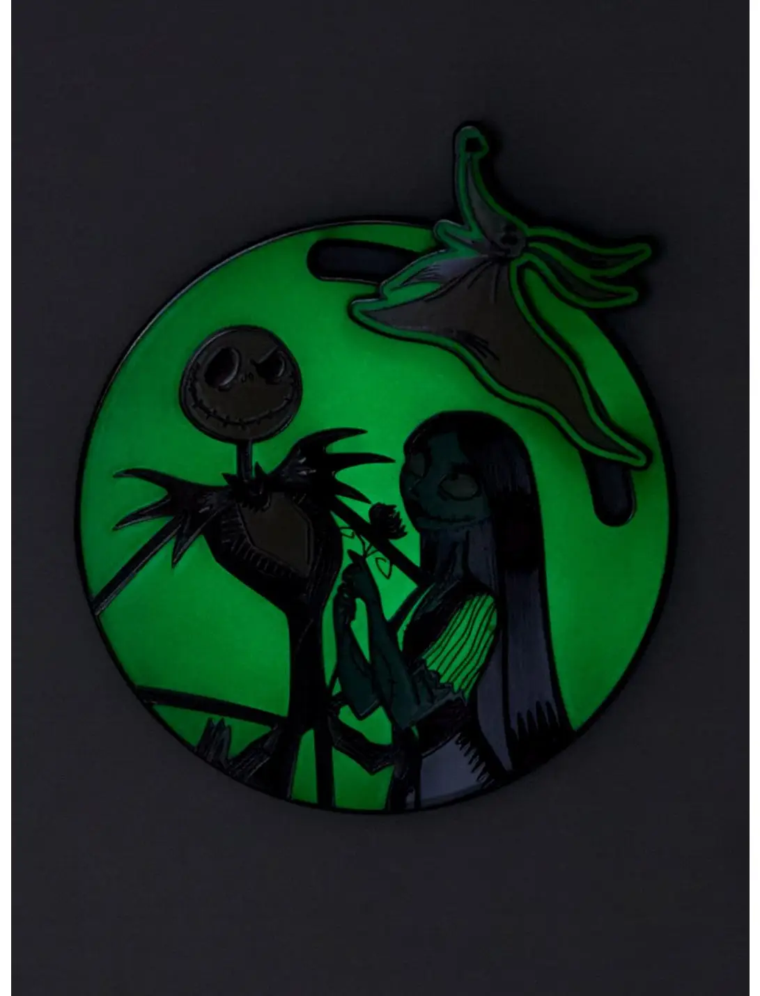Loungefly Disney The Nightmare Before Christmas Jack & Sally Glow-in-the-Dark Sliding Enamel Pin — BoxLunch Exclusive