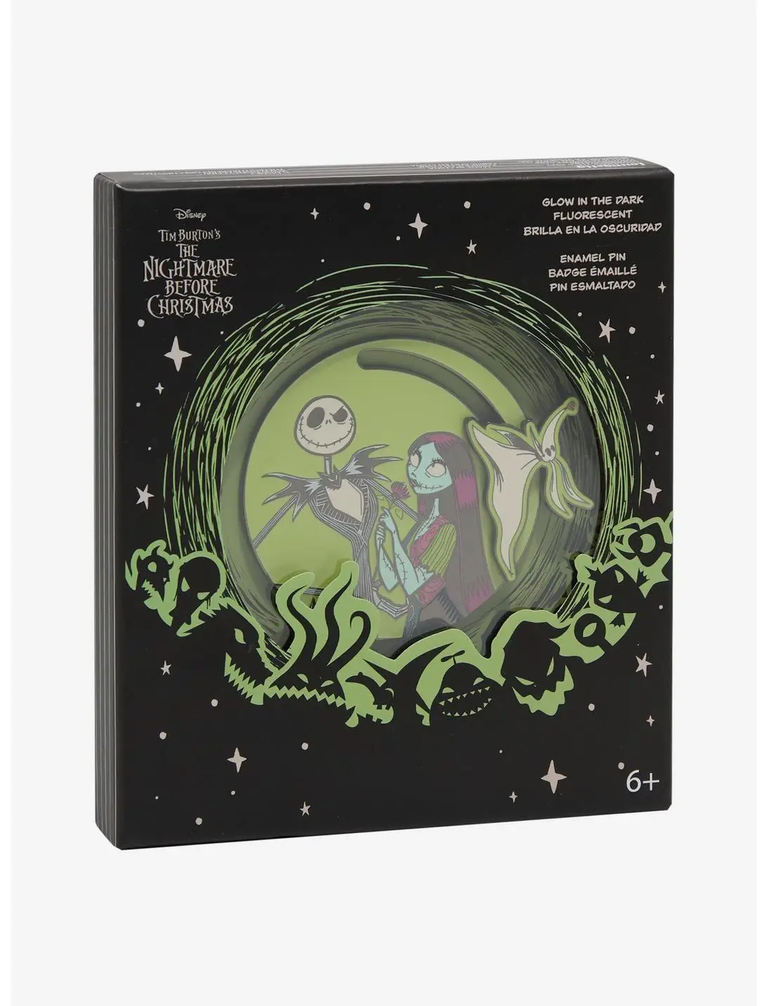 Loungefly Disney The Nightmare Before Christmas Jack & Sally Glow-in-the-Dark Sliding Enamel Pin — BoxLunch Exclusive
