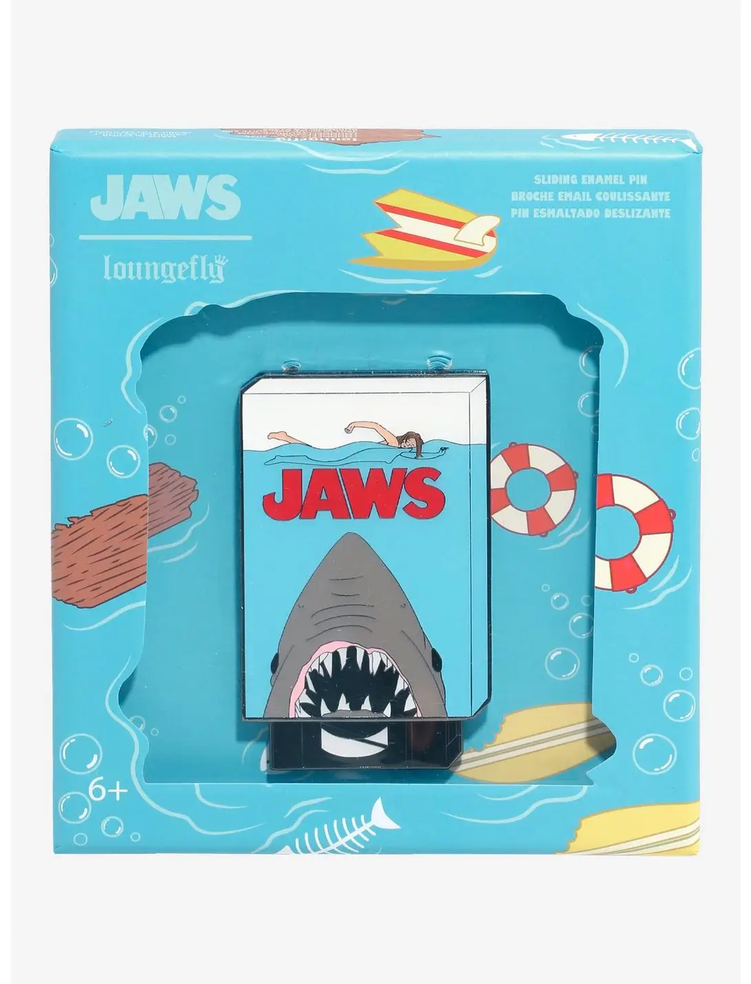 Loungefly Jaws VHS Tape Sliding Enamel Pin - BoxLunch Exclusive