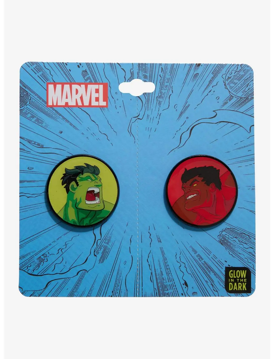Marvel Red & Green Hulk Glow-in-the-Dark Enamel Pin Set