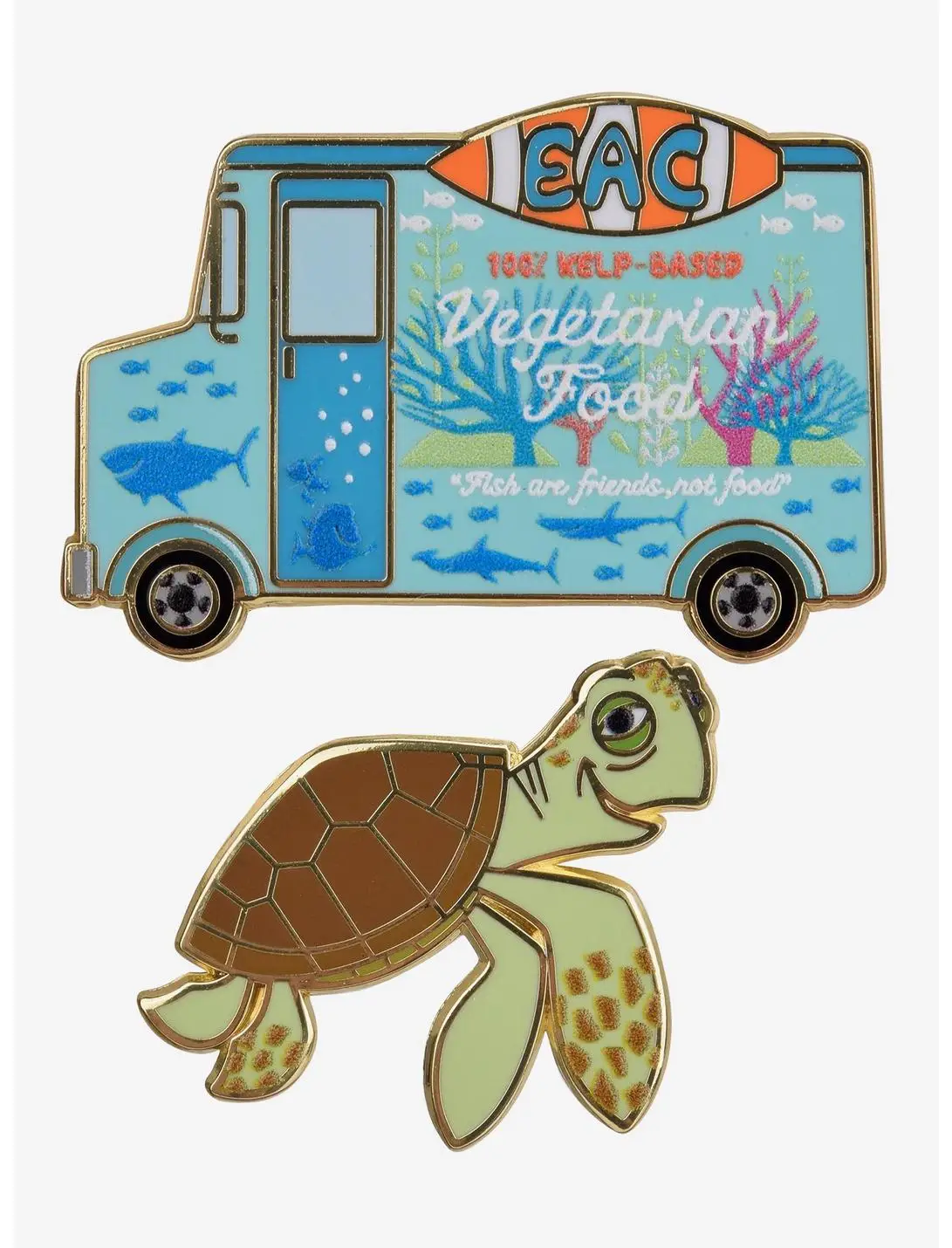 Our Universe Disney Pixar Finding Nemo Food Truck & Crush Enamel Pin Set - BoxLunch Exclusive