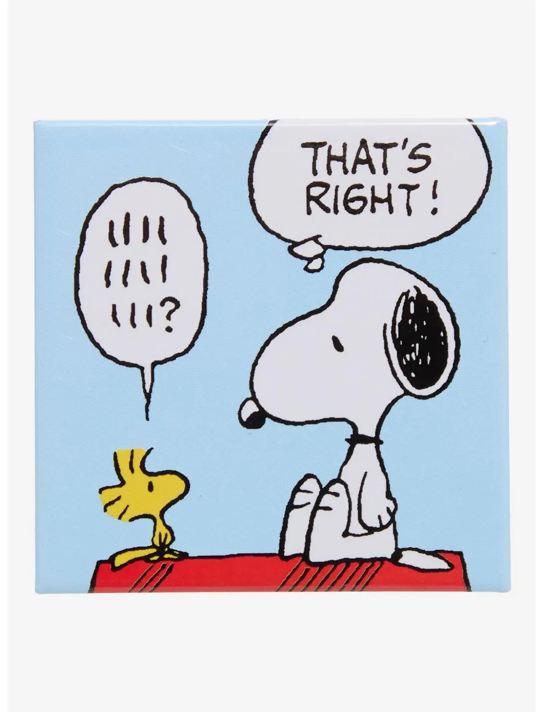 Peanuts Charlie Brown & Woodstock Speech Bubble Square Button Pin