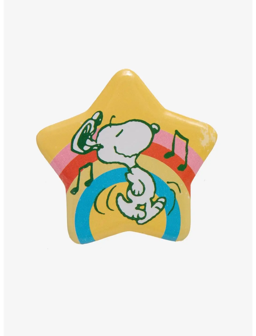 Peanuts Snoopy Dancing Rainbow Star Button Pin