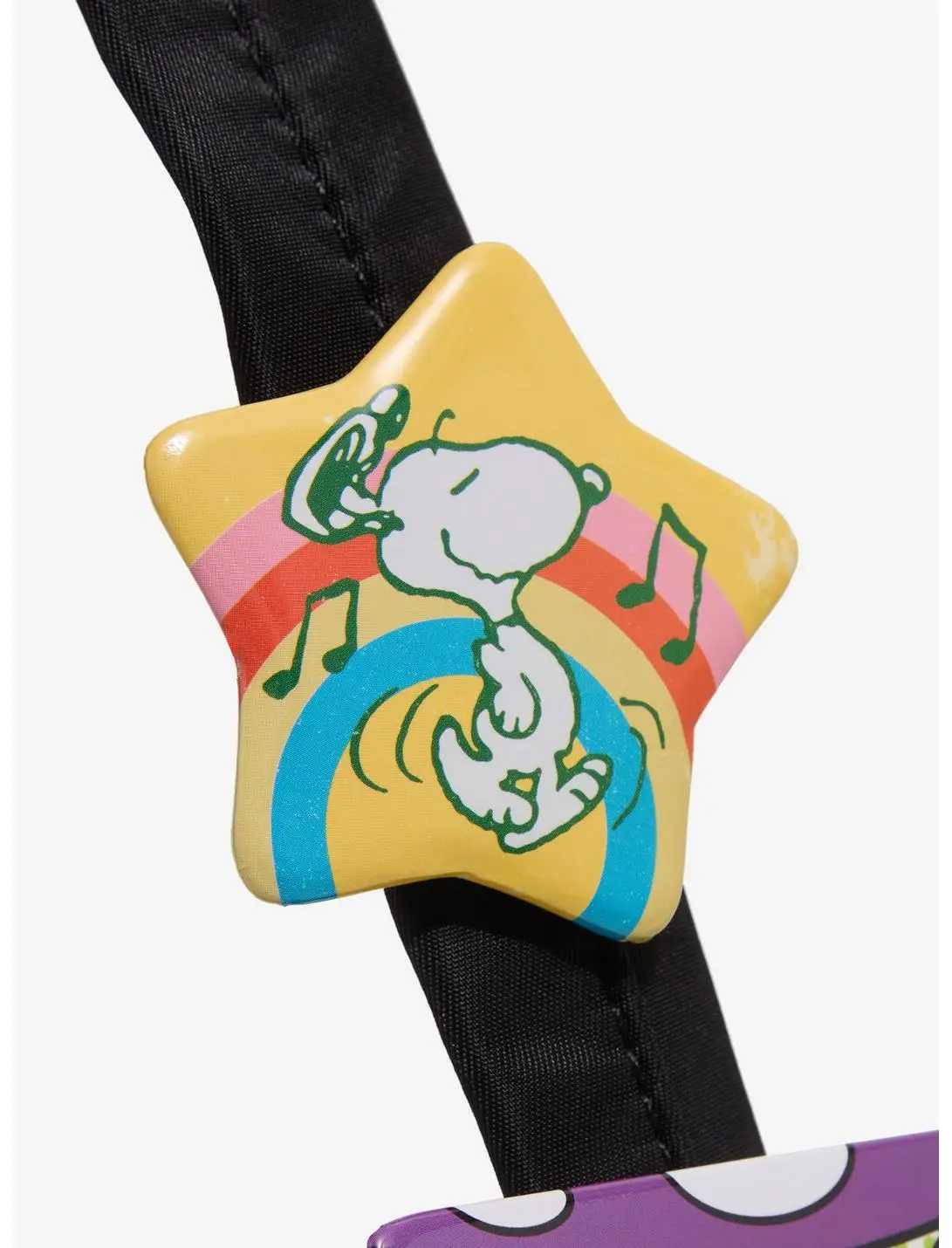 Peanuts Snoopy Dancing Rainbow Star Button Pin
