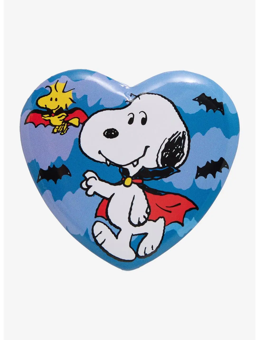 Peanuts Snoopy & Woodstock Vampires Heart Button Pin