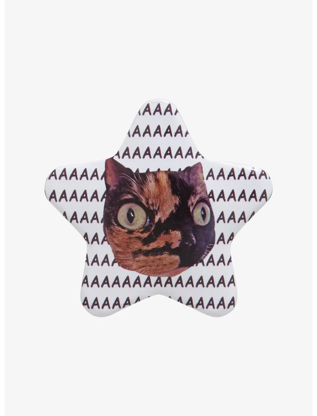 Screaming Cat Star Button Pin