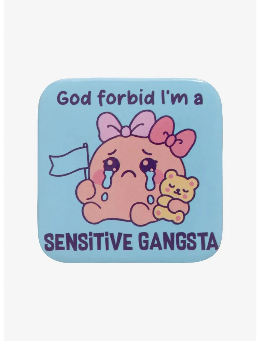 Sensitive Gangsta Squid Square Button Pin