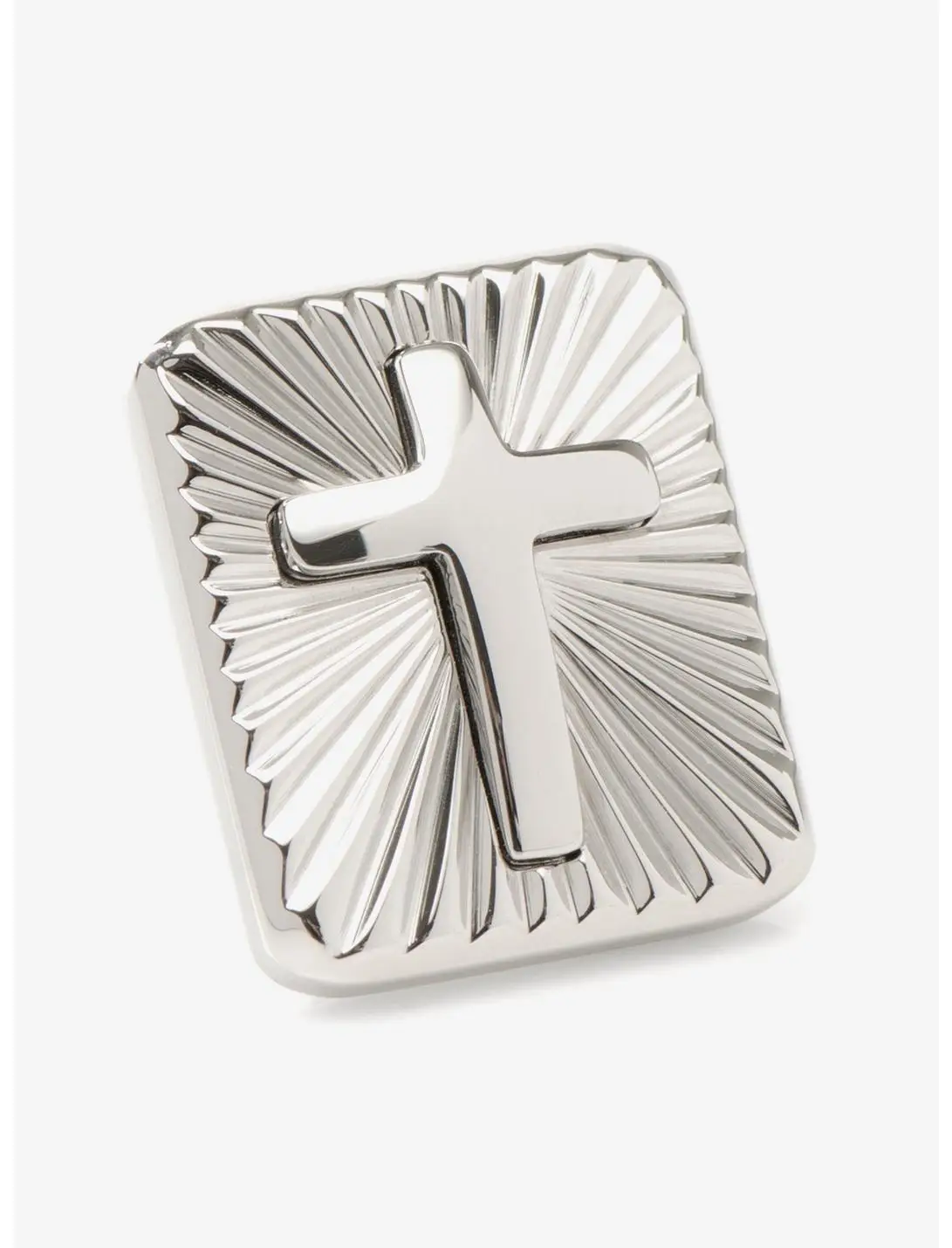 Stainless Steel Radiant Cross Lapel Pin