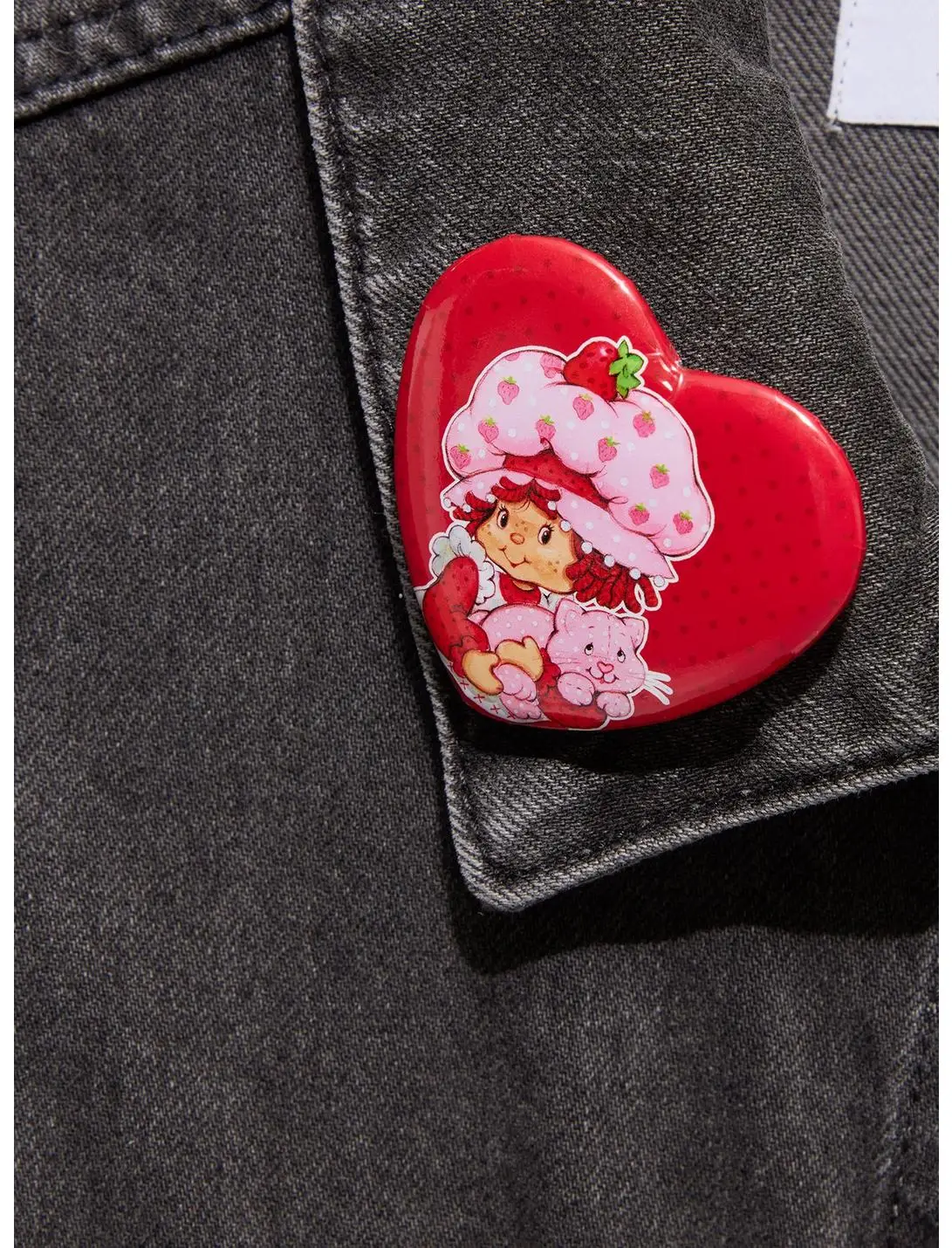 Strawberry Shortcake Custard & Strawberry Heart Button Pin