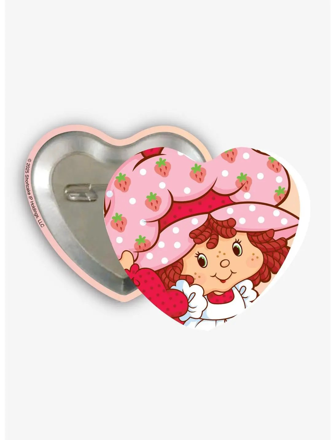 Strawberry Shortcake Waving Portrait Heart Button Pin