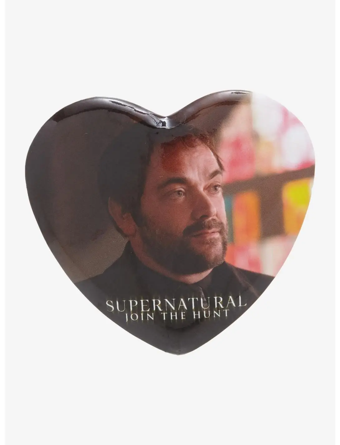 Supernatural Crowley Heart Button Pin