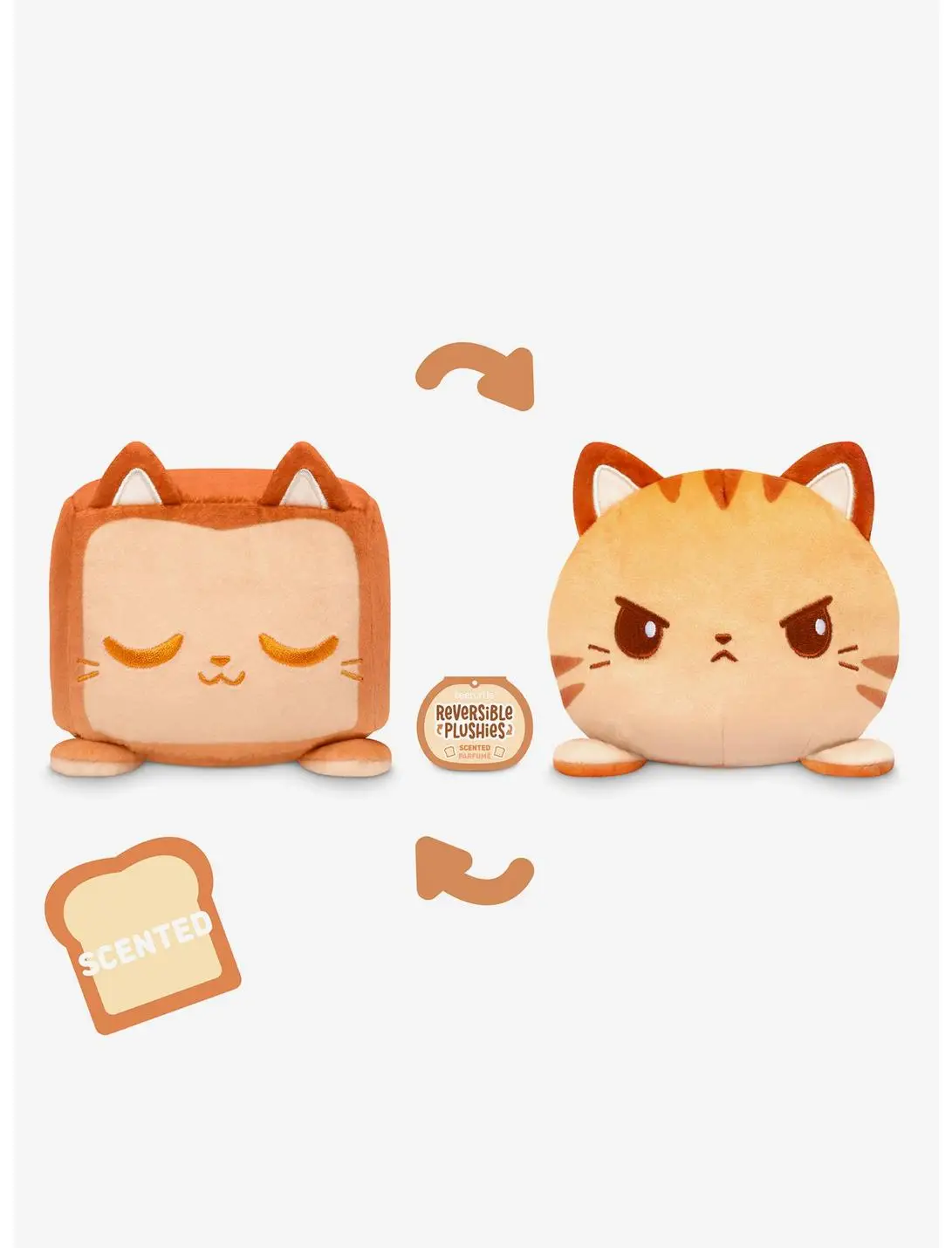 TeeTurtle Cat Loaf Bread Scented 4 Inch Reversible Plush
