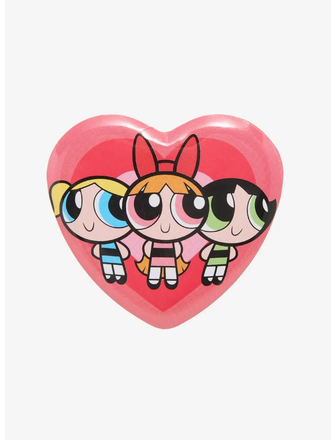 The Powerpuff Girls Group Portrait Heart Button Pin