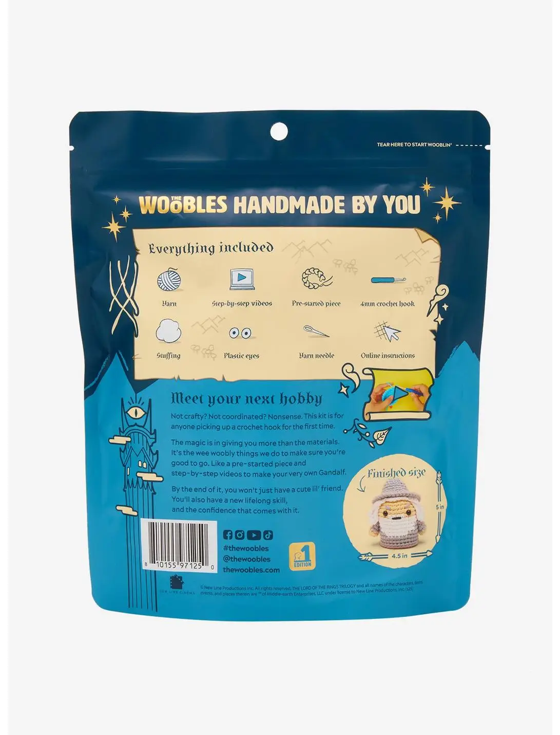 The Woobles The Lord of the Rings Gandalf Beginner Crochet Kit