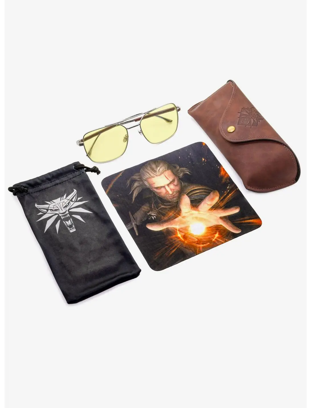 Witcher x GUNNAR White Wolf Amber Tint Blue Light Glasses