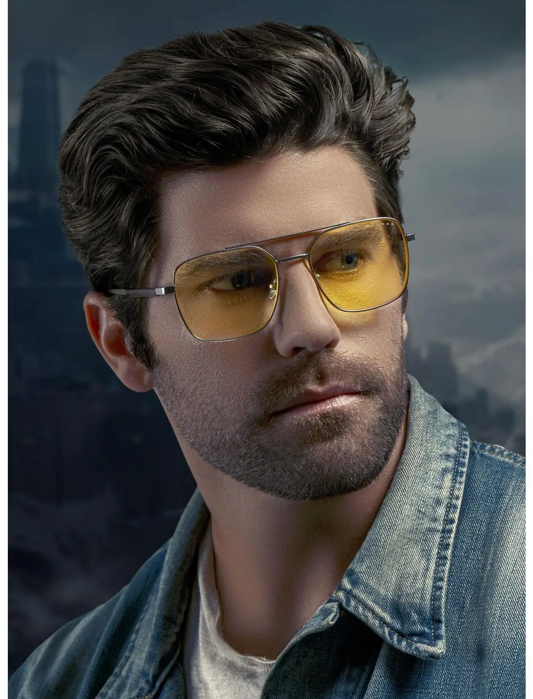 Witcher x GUNNAR White Wolf Amber Tint Blue Light Glasses