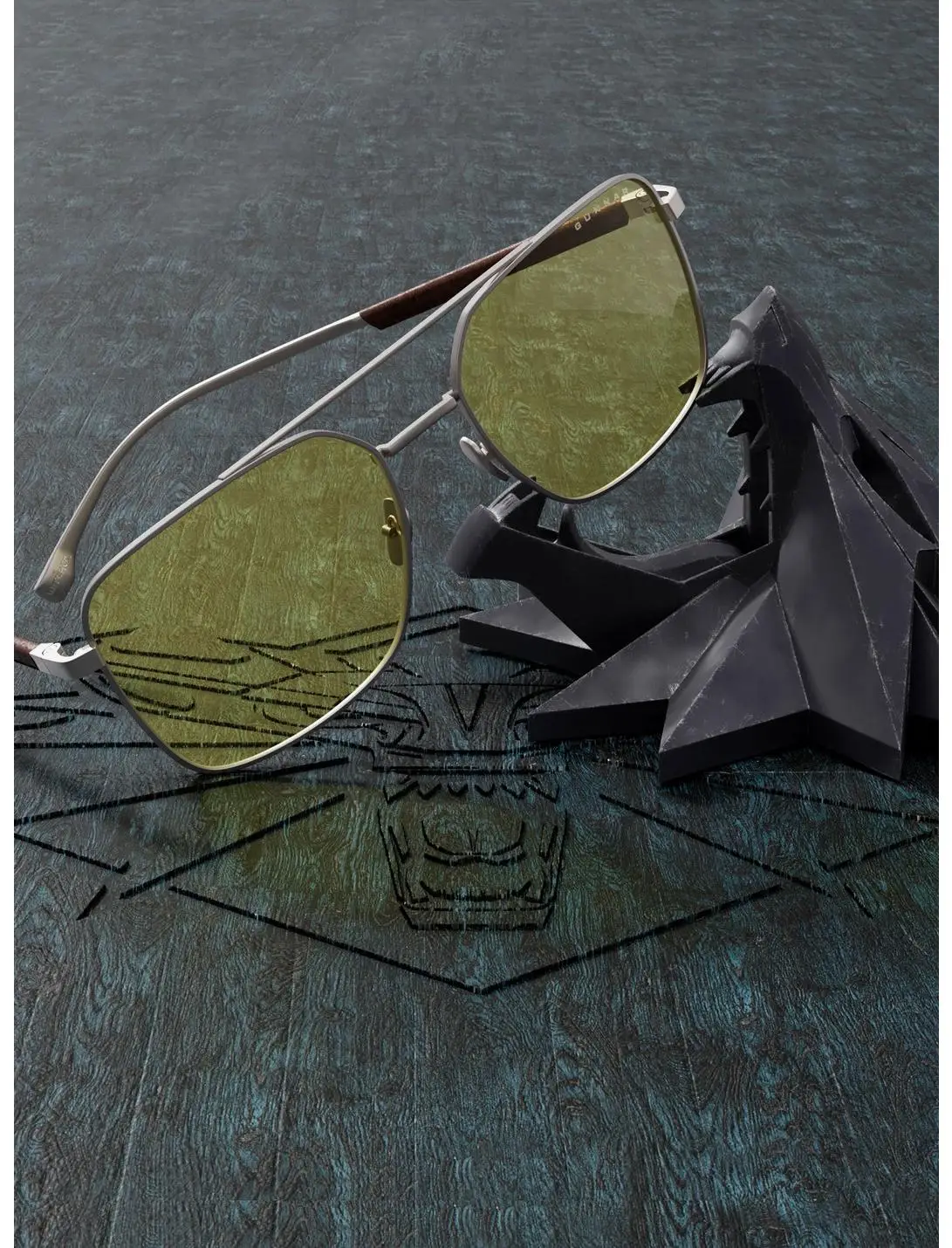 Witcher x GUNNAR White Wolf Amber Tint Blue Light Glasses